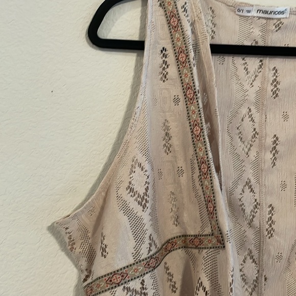 Maurice Women’s Vest Tan XL Lace Draped Open Front Aztec Asymmetrical Bohemian - Picture 6 of 14